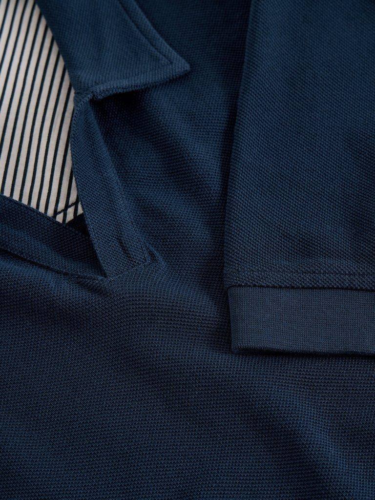 Thame Trophy Neck Polo in DARK NAVY - FLAT DETAIL