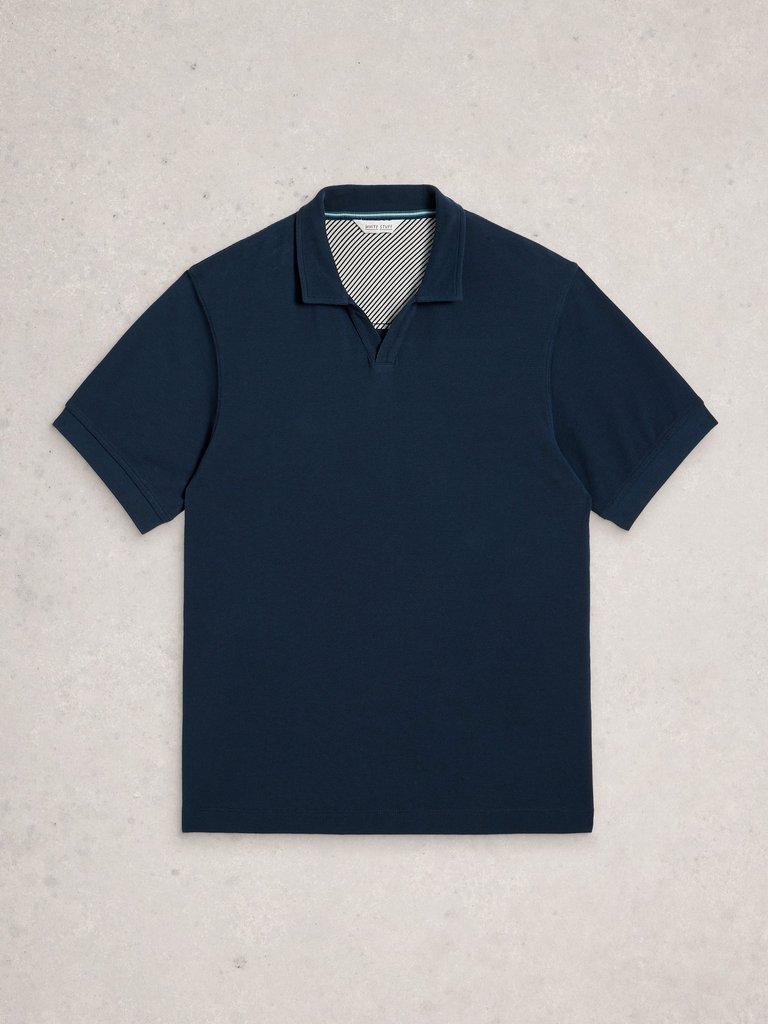 Thame Trophy Neck Polo in DARK NAVY - FLAT FRONT