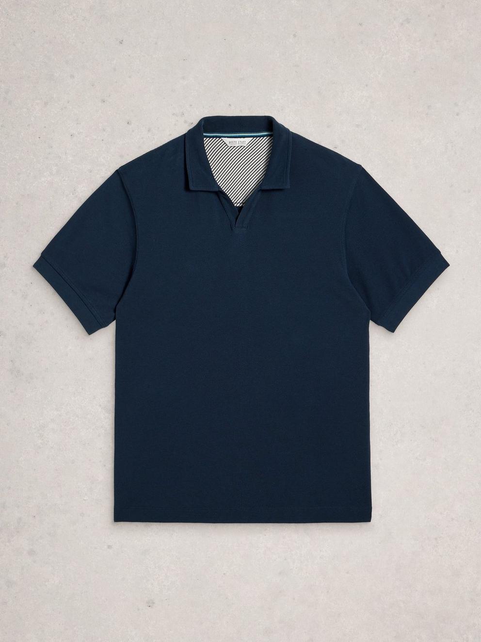 Thame Trophy Neck Polo in DARK NAVY - FLAT FRONT