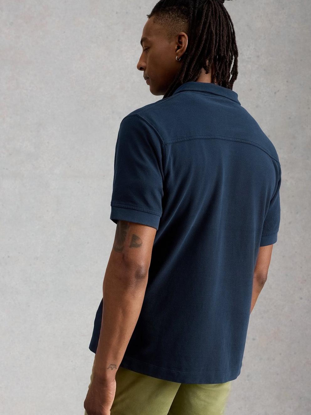 Thame Trophy Neck Polo in DARK NAVY - MODEL BACK