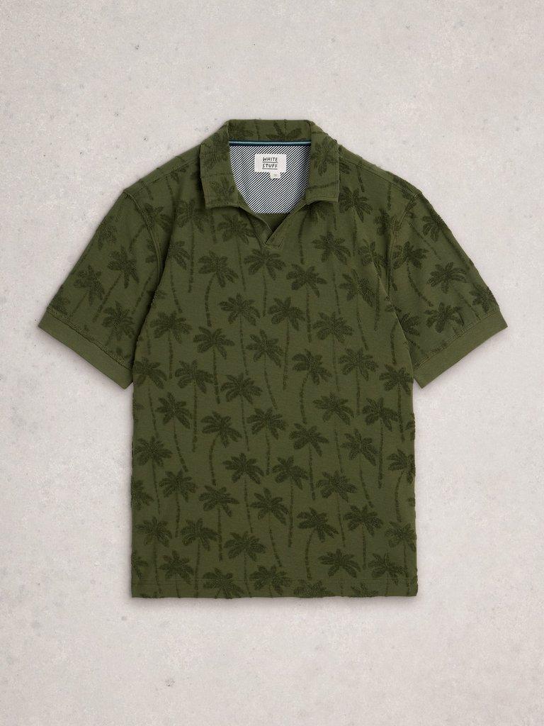 Totten Palm Trophy Neck Polo in KHAKI GRN - FLAT FRONT