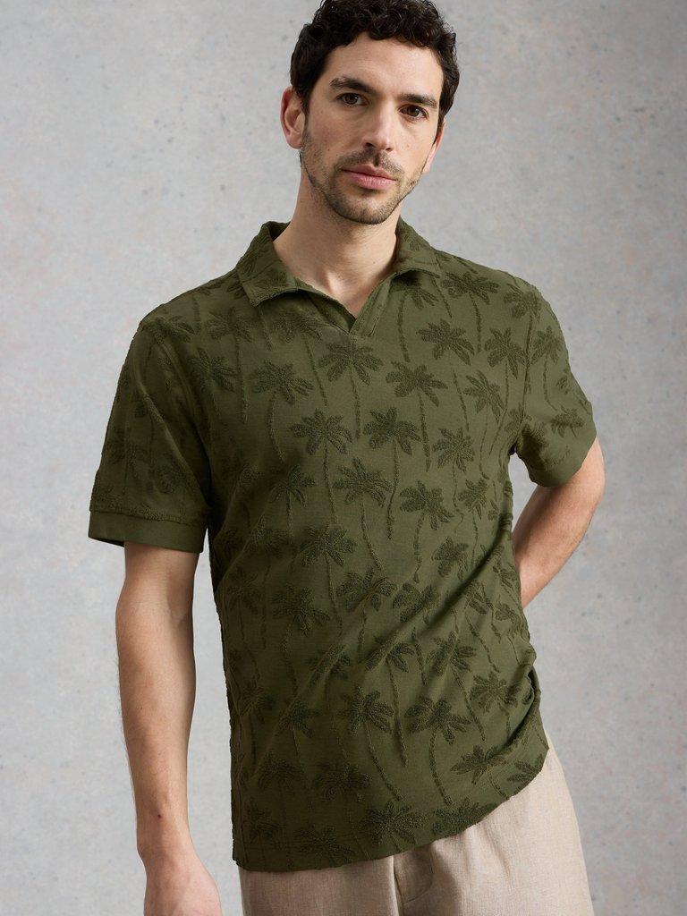 Totten Palm Trophy Neck Polo in KHAKI GRN - LIFESTYLE