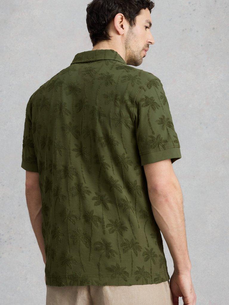 Totten Palm Trophy Neck Polo in KHAKI GRN - MODEL BACK