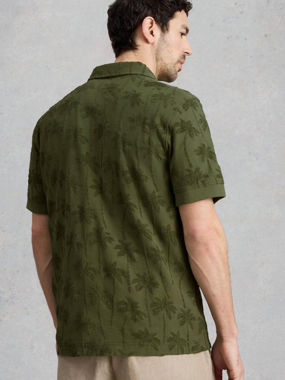 Totten Palm Trophy Neck Polo in KHAKI GRN - MODEL BACK