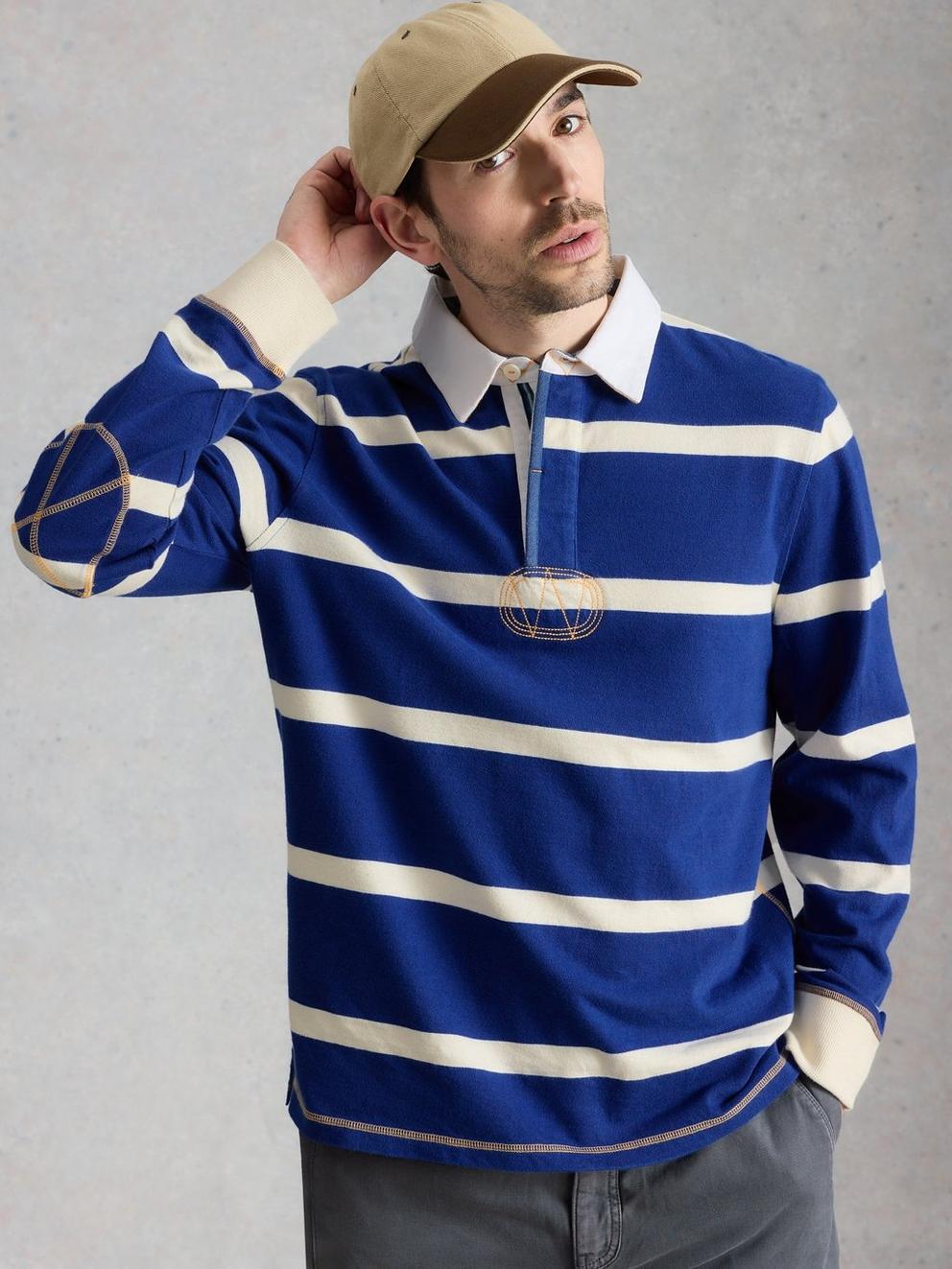 Yarmouth Stripe Rugby in BLUE MLT - LIFESTYLE