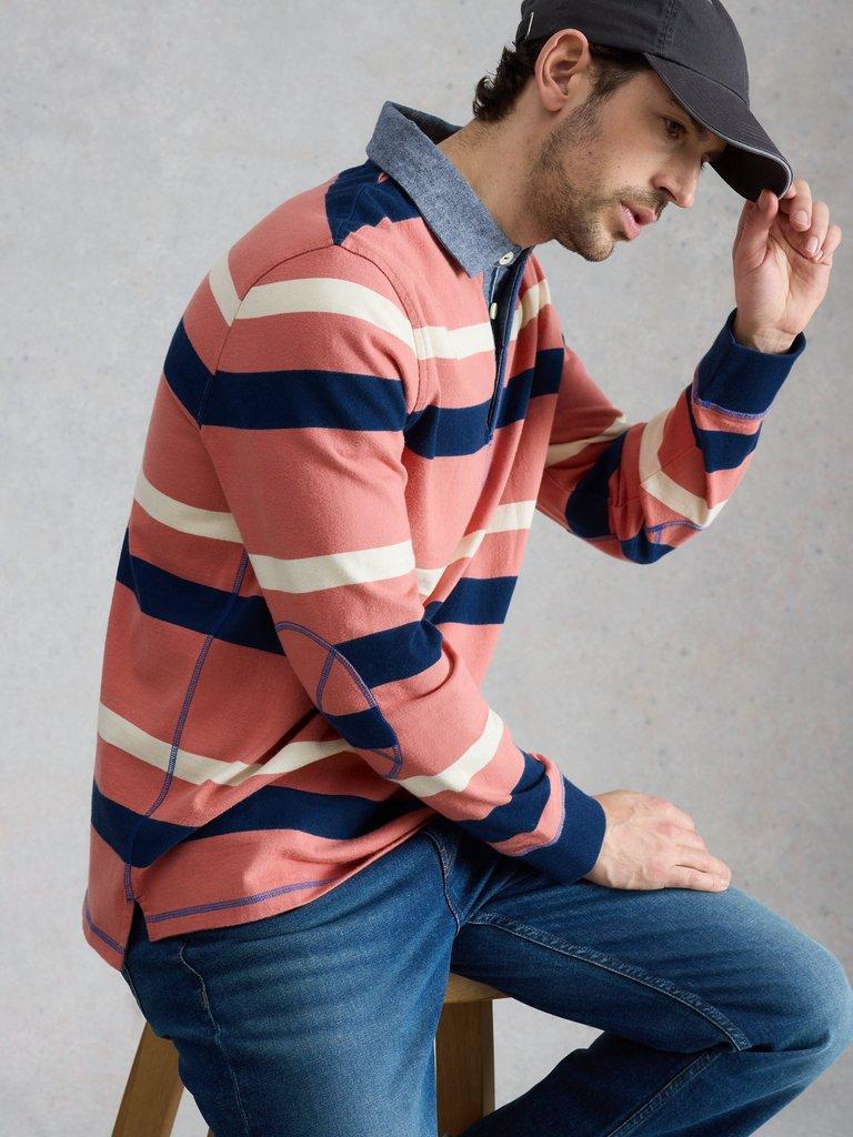 Yarmouth Stripe Rugby in RED MLT - LIFESTYLE