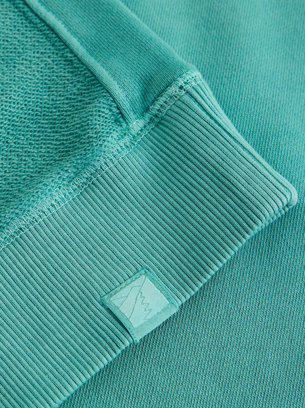 Sidmouth Crew Neck Jumper in MID GREEN - FLAT DETAIL