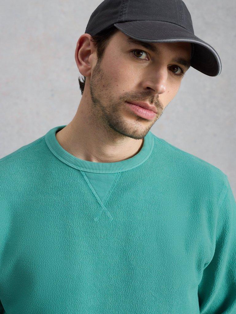 Sidmouth Crew Neck Jumper in MID GREEN - LIFESTYLE