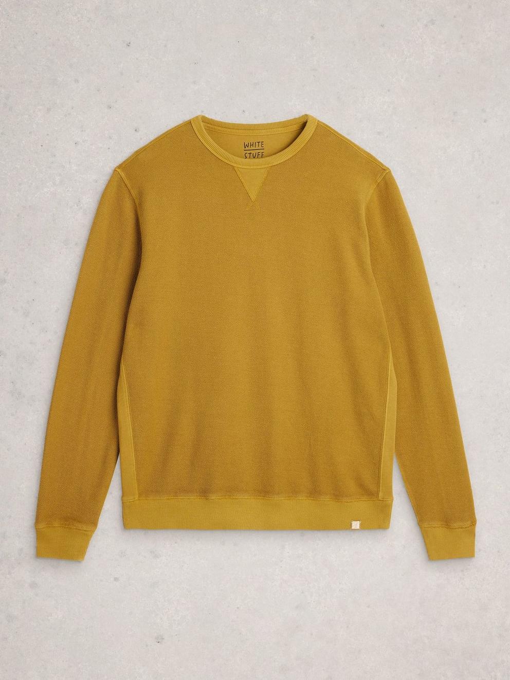 Sidmouth Crew Neck Jumper in MID YELLOW - FLAT FRONT