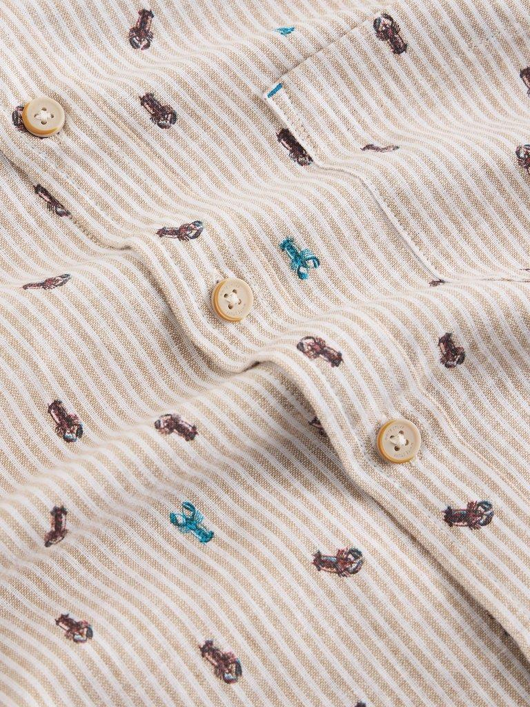 Finsbury LS Shrimp Print Shirt in NAT PR - FLAT DETAIL