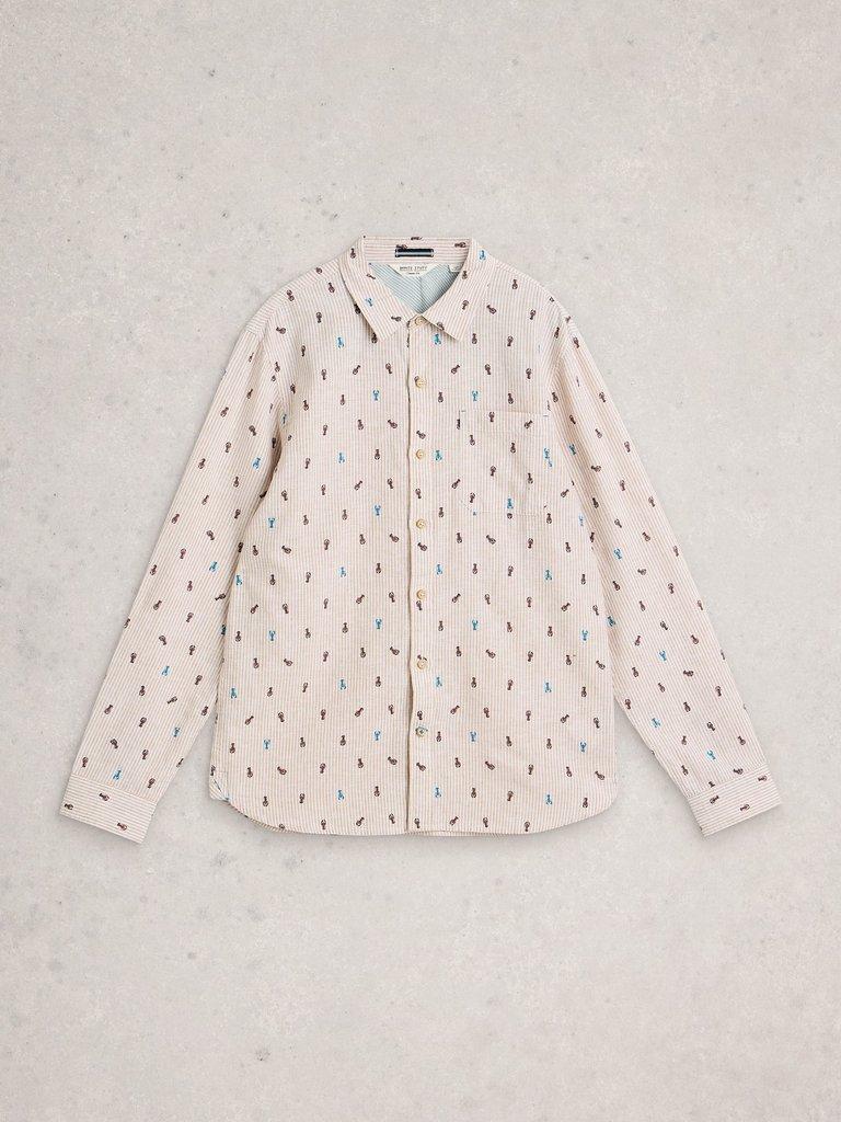 Finsbury LS Shrimp Print Shirt in NAT PR - FLAT FRONT
