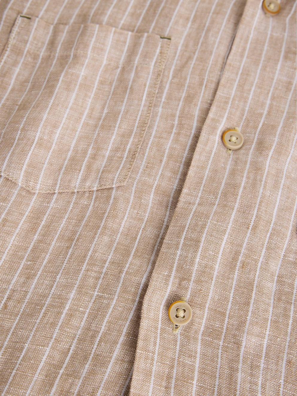Keswick SS Linen Striped Shirt in NAT MLT - FLAT DETAIL