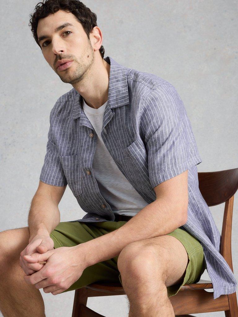 Keswick SS Linen Striped Shirt in NAVY MULTI - LIFESTYLE