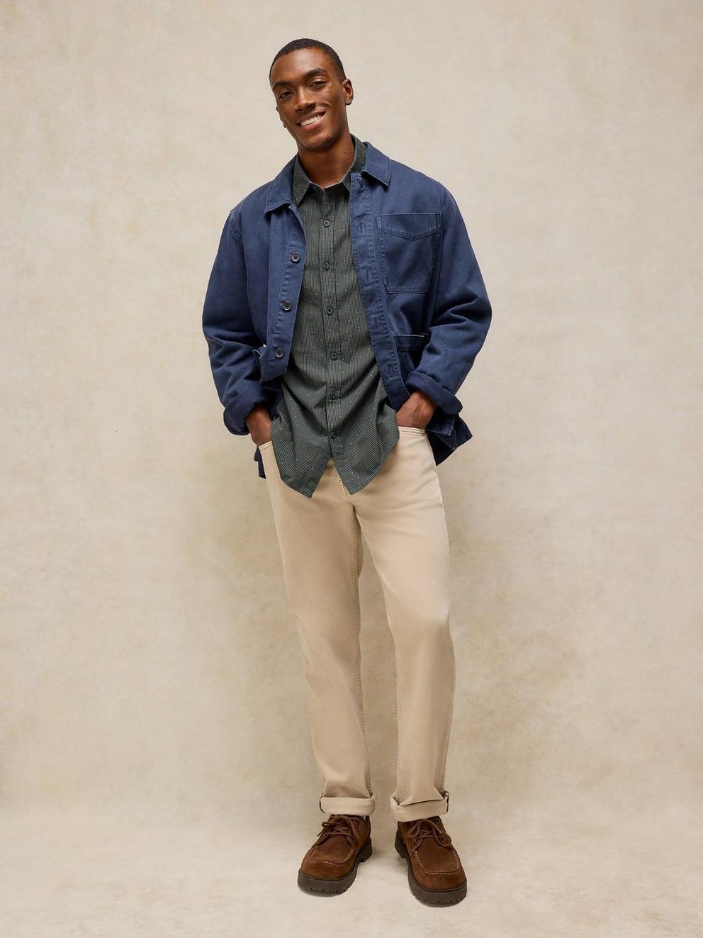 Douglas LS Dobby Shirt in GREY MLT - MODEL DETAIL