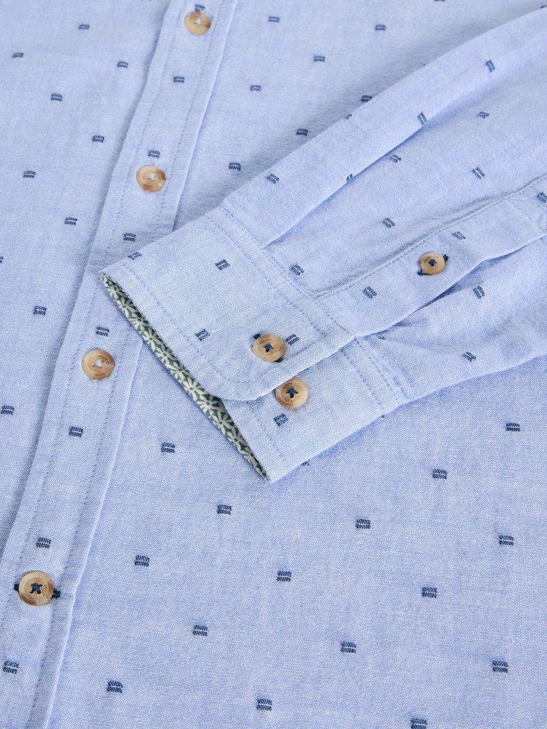 Douglas LS Dobby Shirt in MID BLUE - FLAT DETAIL