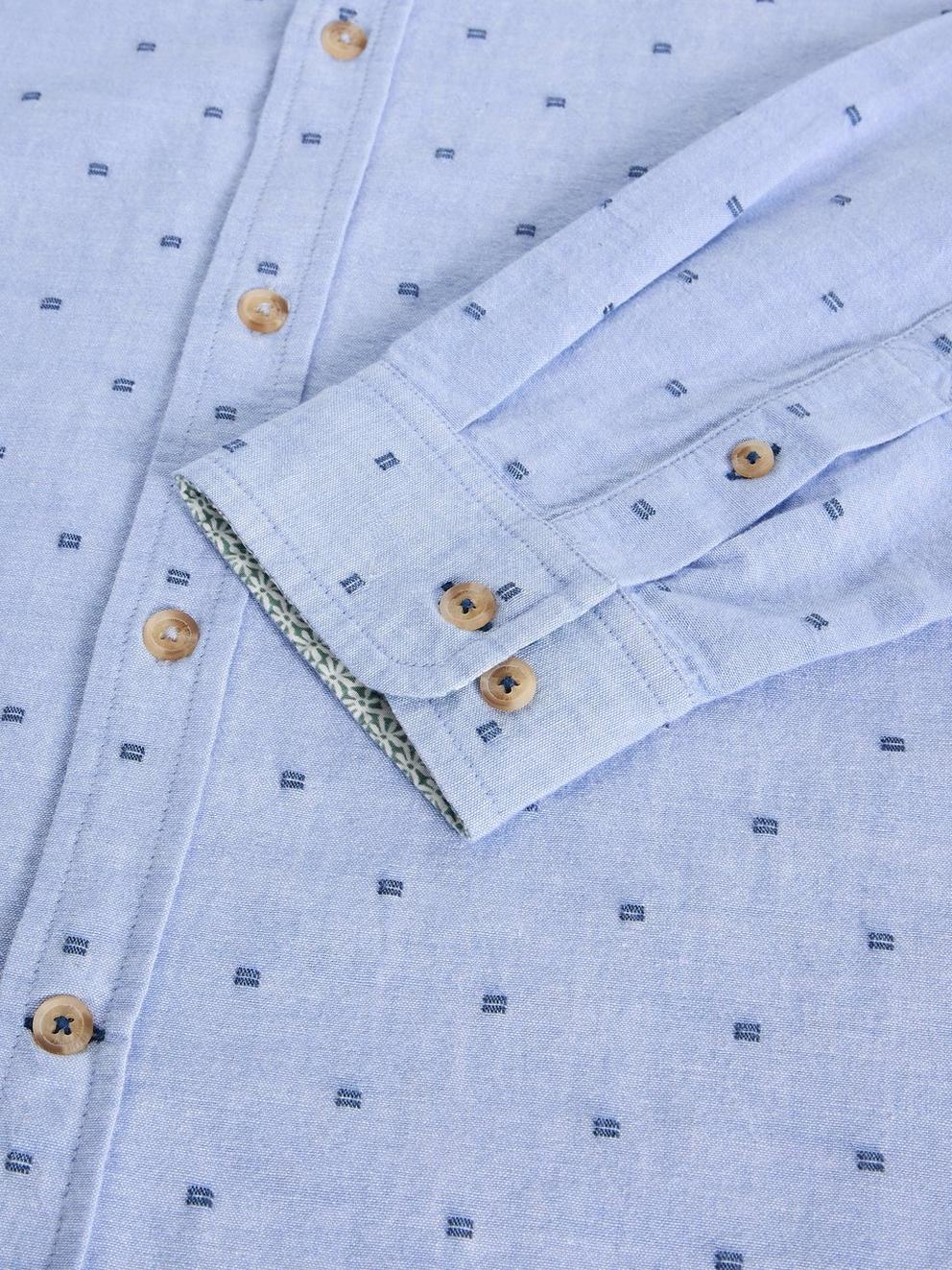 Douglas LS Dobby Shirt in MID BLUE - FLAT DETAIL