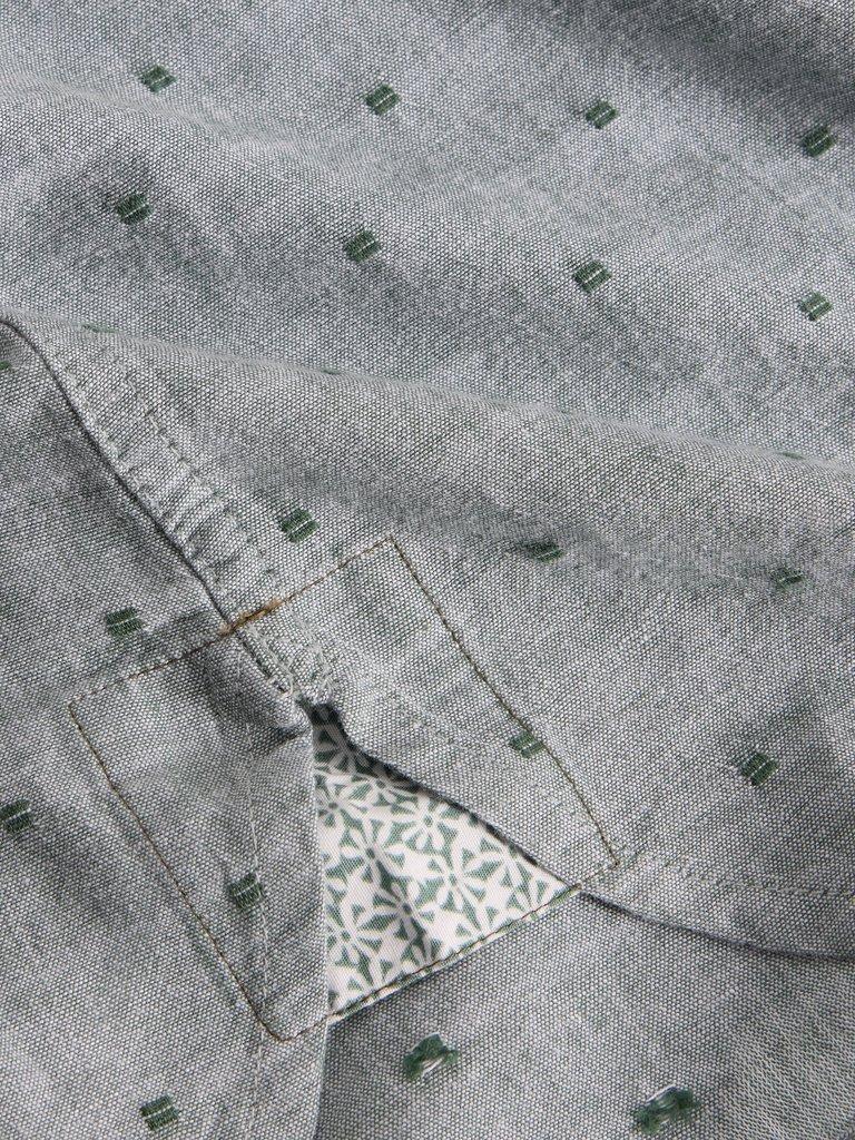 Douglas LS Dobby Shirt in MID GREEN - FLAT DETAIL