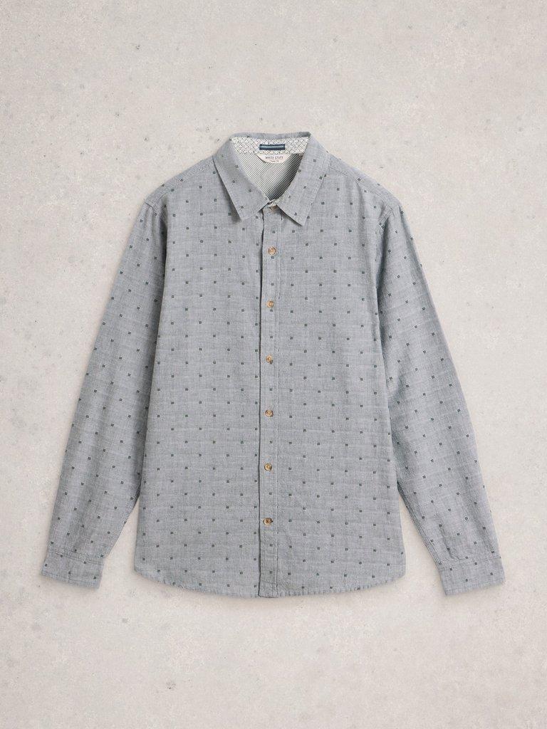 Douglas LS Dobby Shirt in MID GREEN - FLAT FRONT