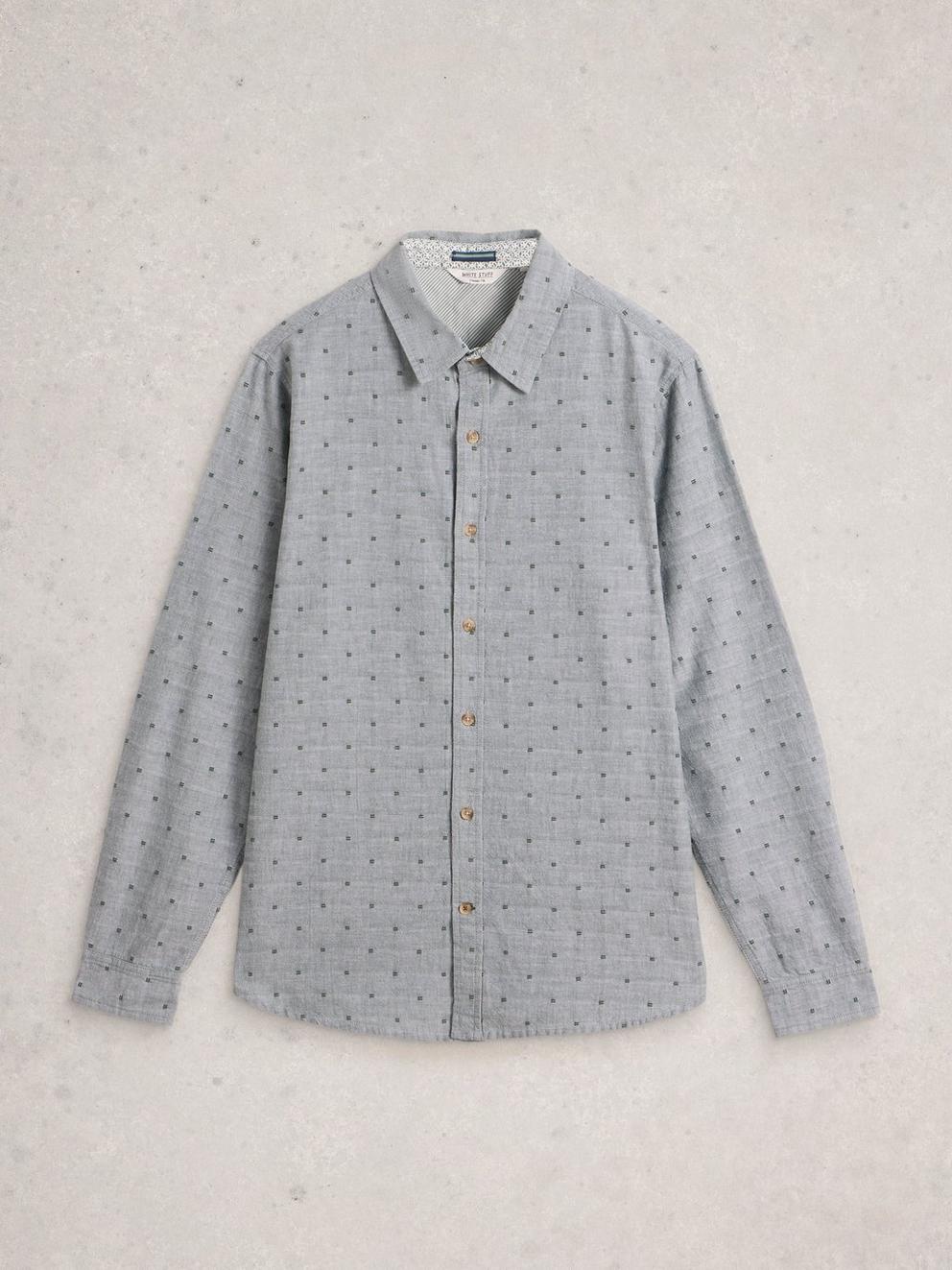 Douglas LS Dobby Shirt in MID GREEN - FLAT FRONT