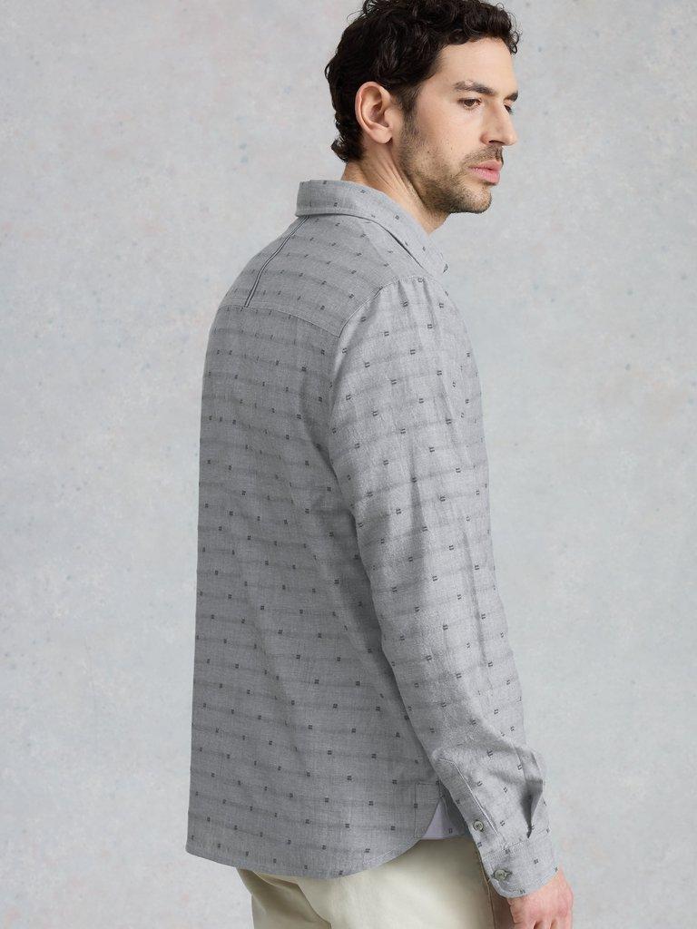 Douglas LS Dobby Shirt in MID GREEN - MODEL BACK