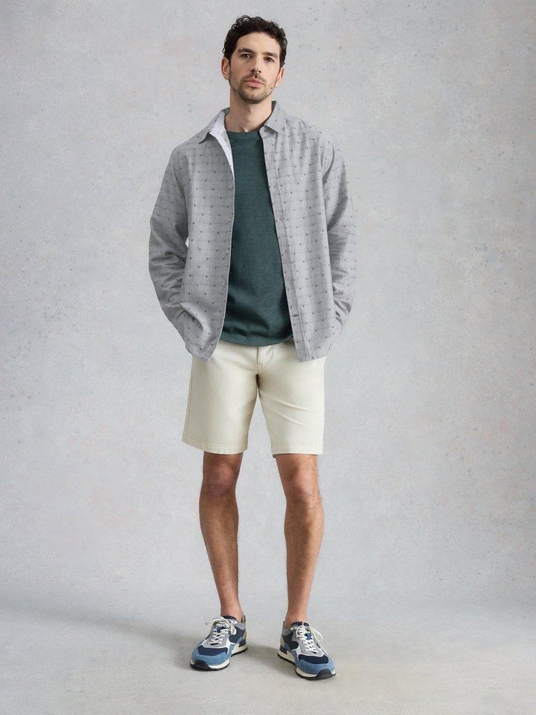 Douglas LS Dobby Shirt in MID GREEN - MODEL FRONT