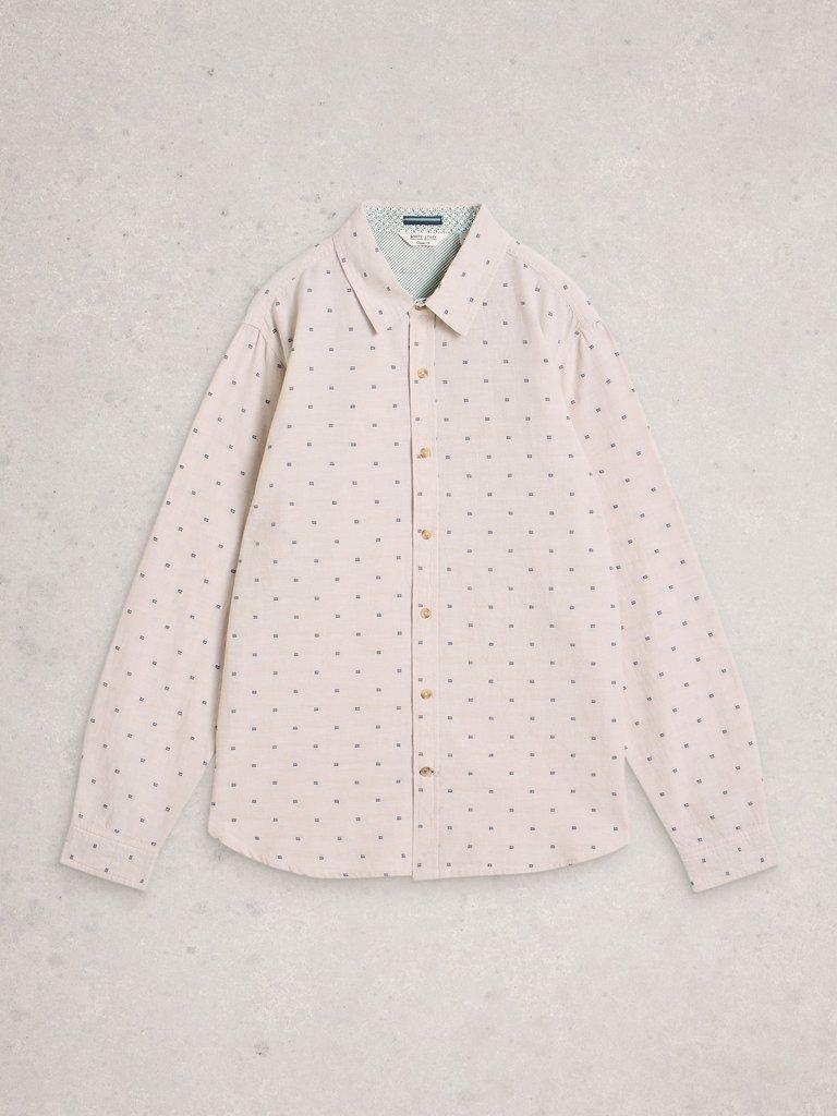 Douglas LS Dobby Shirt in NAT MLT - FLAT FRONT