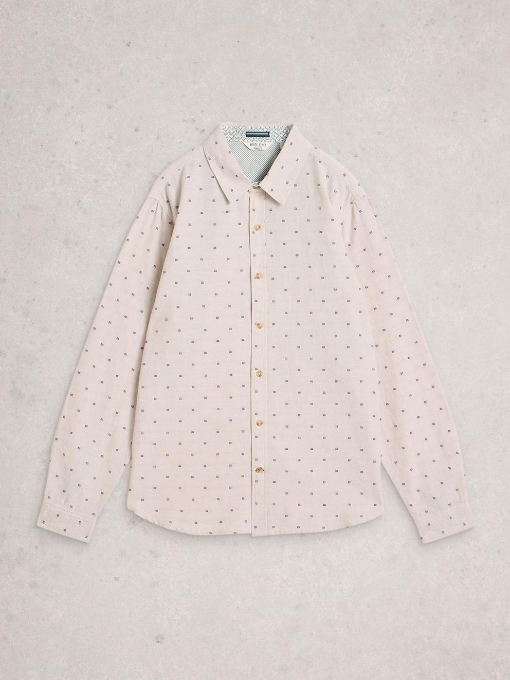 Douglas LS Dobby Shirt in NAT MLT - FLAT FRONT