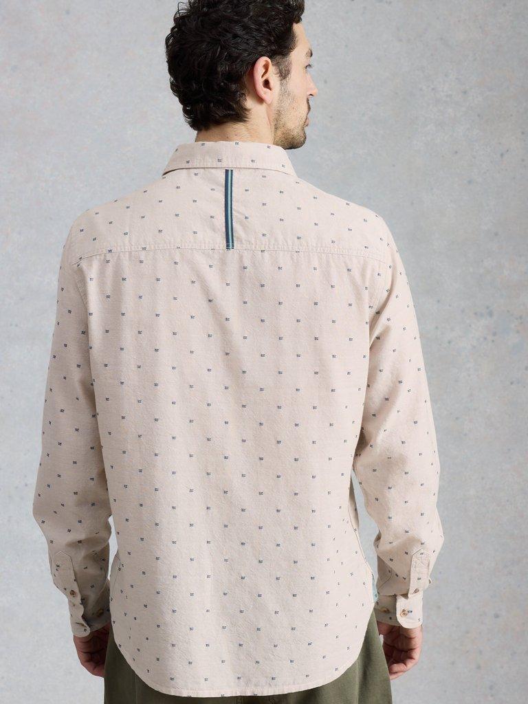 Douglas LS Dobby Shirt in NAT MLT - MODEL BACK