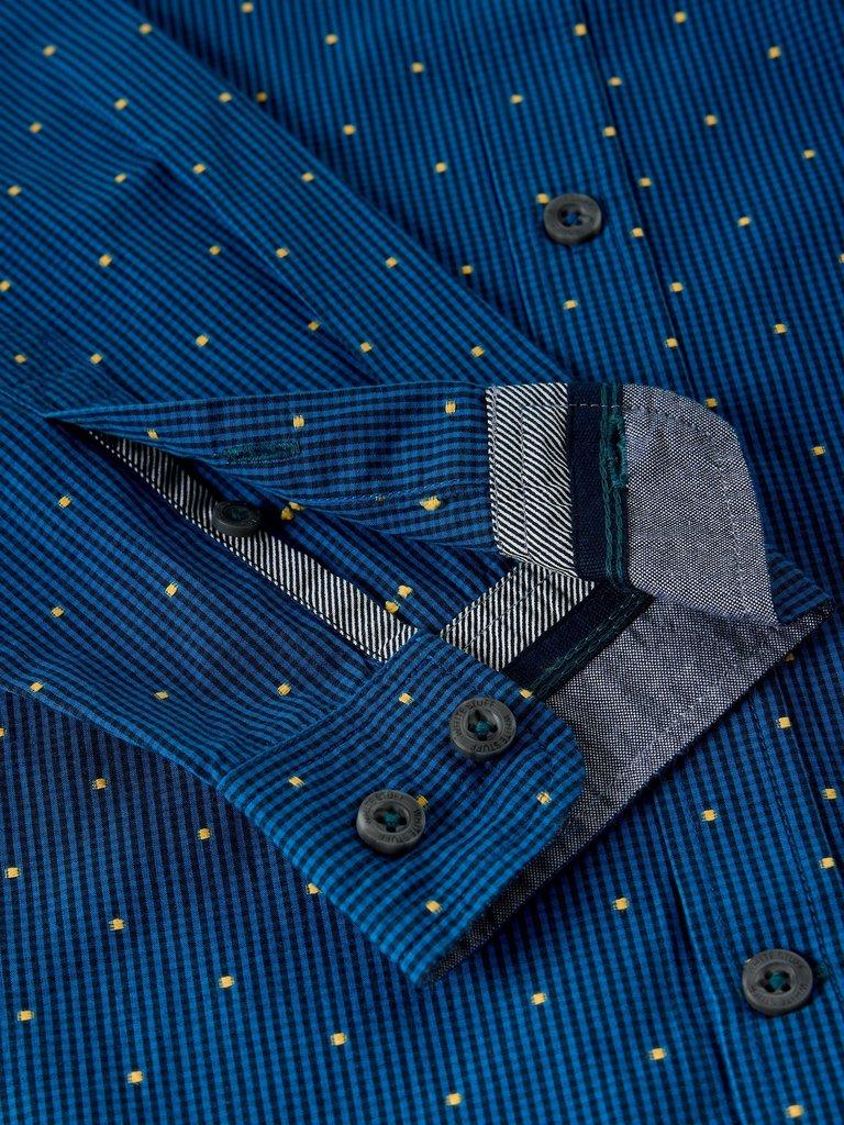 Douglas LS Dobby Shirt in NAVY MULTI - FLAT DETAIL