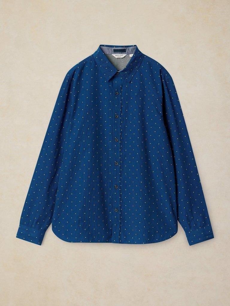 Douglas LS Dobby Shirt in NAVY MULTI - FLAT FRONT