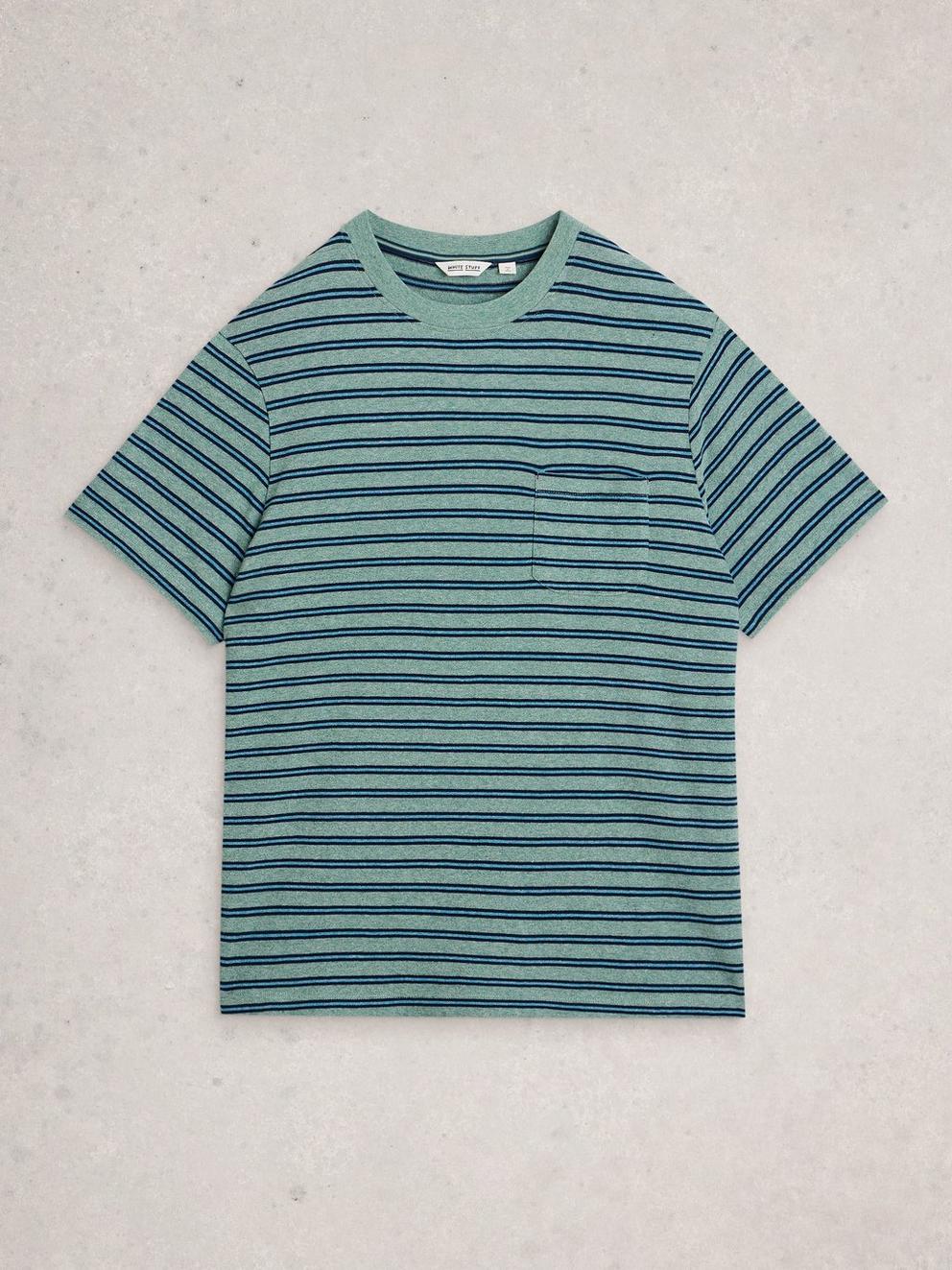 Horsham Striped Tee in BLUE MLT - FLAT FRONT