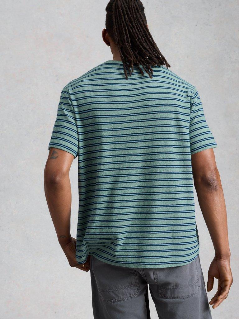 Horsham Striped Tee in BLUE MLT - MODEL BACK
