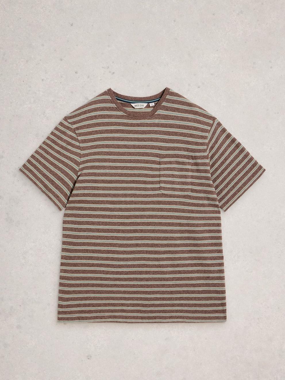 Horsham Striped Tee in BROWN MLT - FLAT FRONT