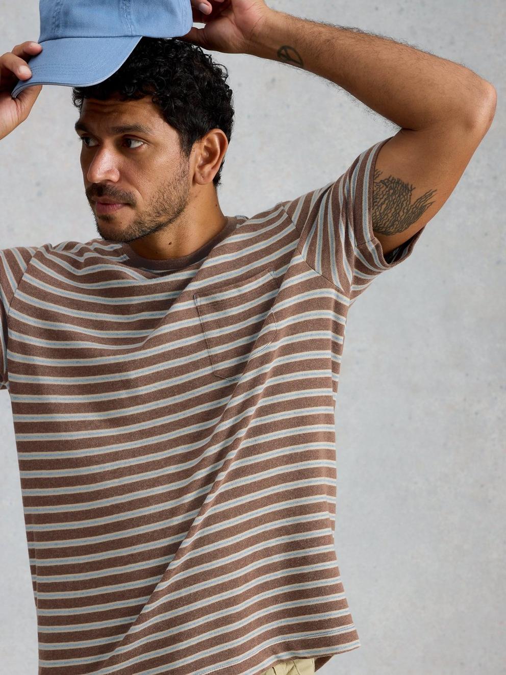 Horsham Striped Tee in BROWN MLT - LIFESTYLE
