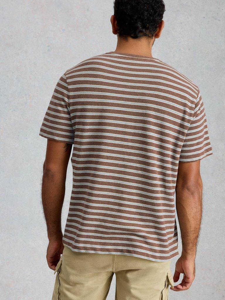 Horsham Striped Tee in BROWN MLT - MODEL BACK