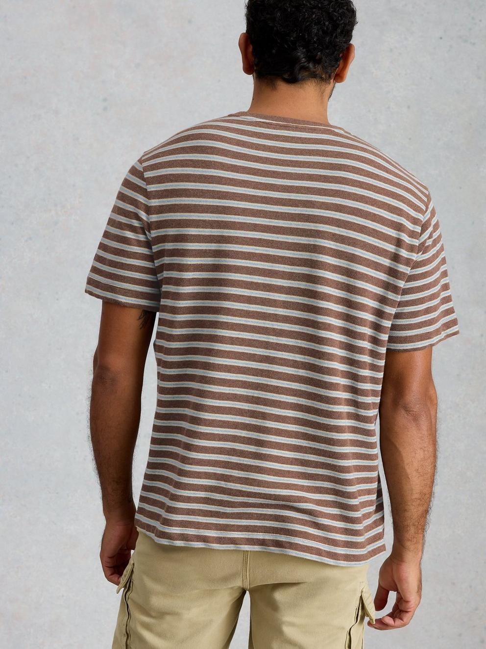 Horsham Striped Tee in BROWN MLT - MODEL BACK