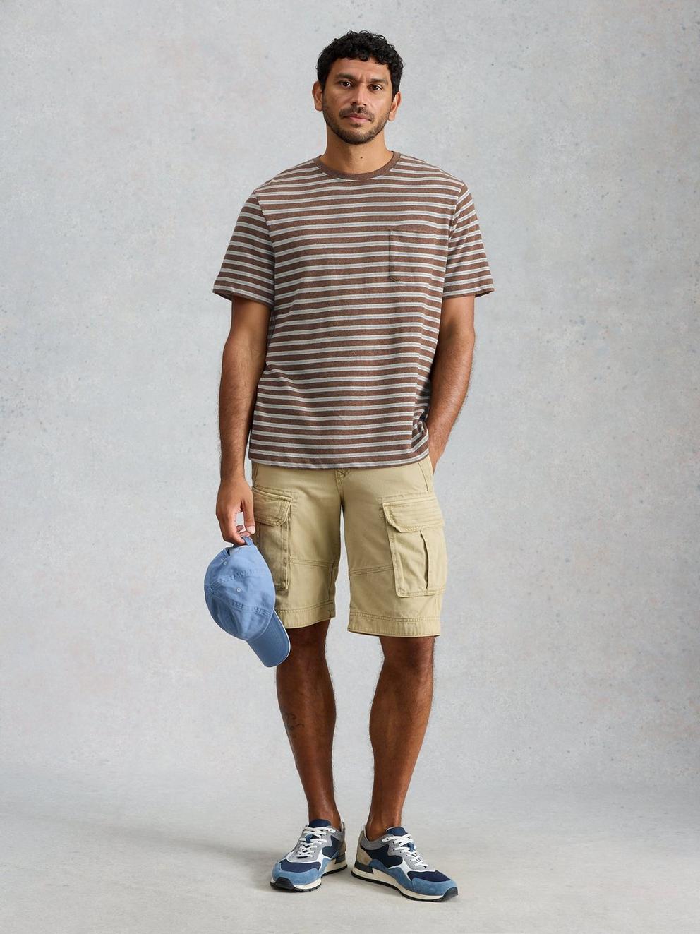 Horsham Striped Tee in BROWN MLT - MODEL FRONT