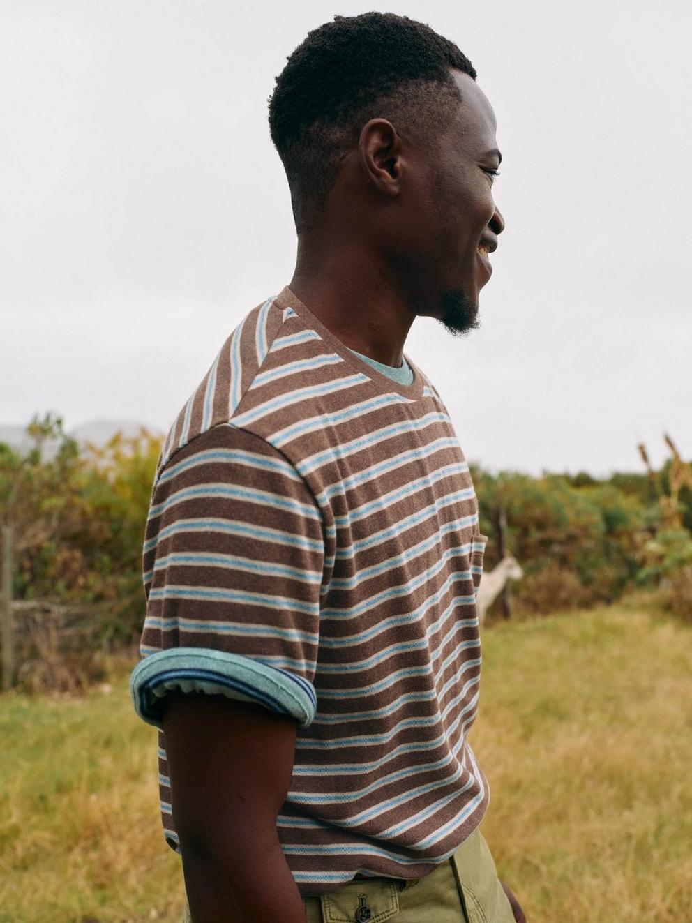 Horsham Striped Tee in BROWN MLT - MIXED