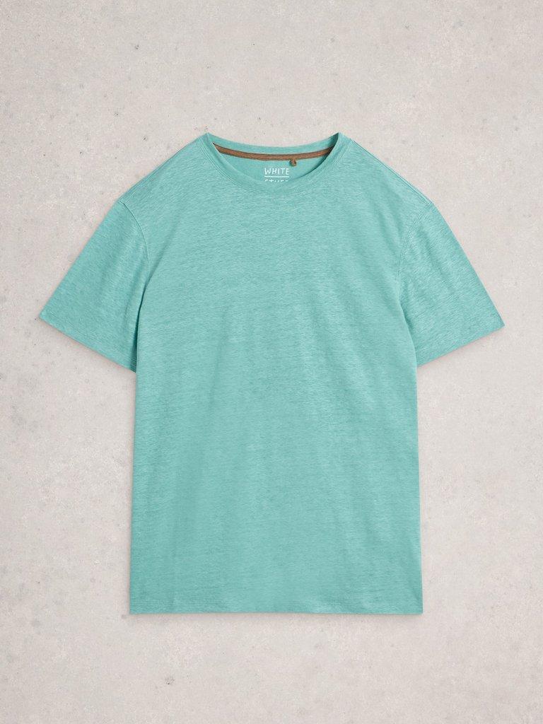Abersoch Linen Tee in MID GREEN - FLAT FRONT