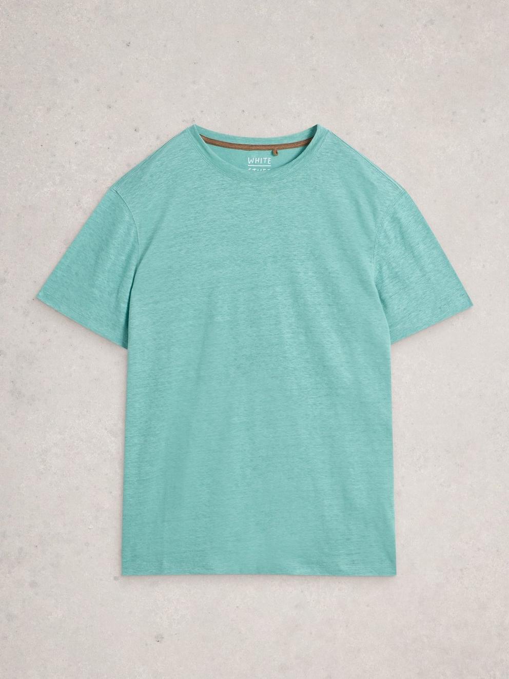 Abersoch Linen Tee in MID GREEN - FLAT FRONT