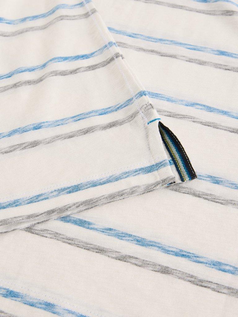 Abersoch Reverse Stripe SS Tee in BLUE MLT - FLAT DETAIL