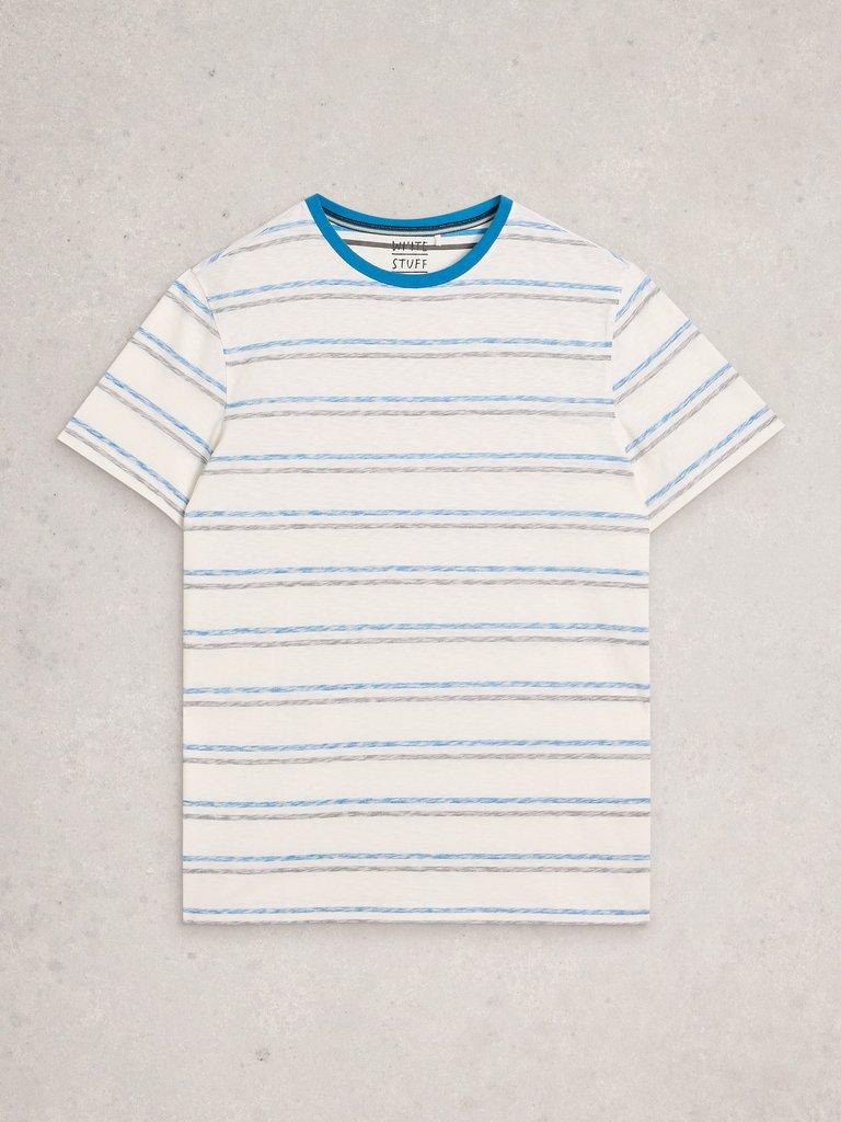 Abersoch Reverse Stripe SS Tee in BLUE MLT - FLAT FRONT