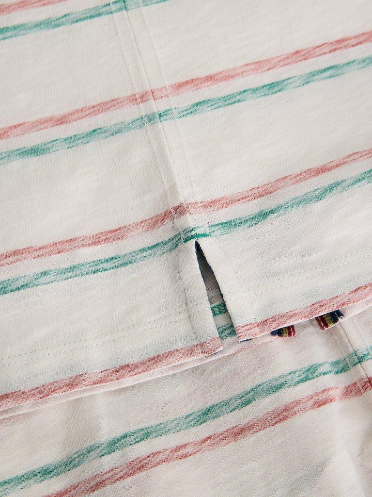 Abersoch Reverse Stripe SS Tee in GREEN MLT - FLAT DETAIL