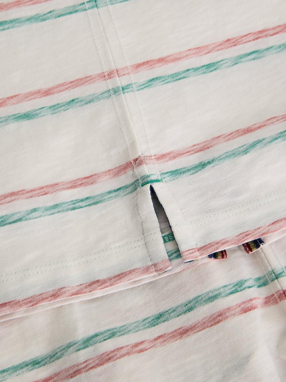 Abersoch Reverse Stripe SS Tee in GREEN MLT - FLAT DETAIL