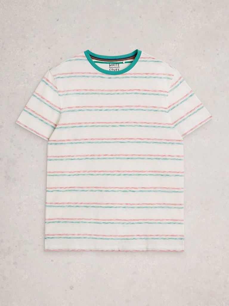 Abersoch Reverse Stripe SS Tee in GREEN MLT - FLAT FRONT