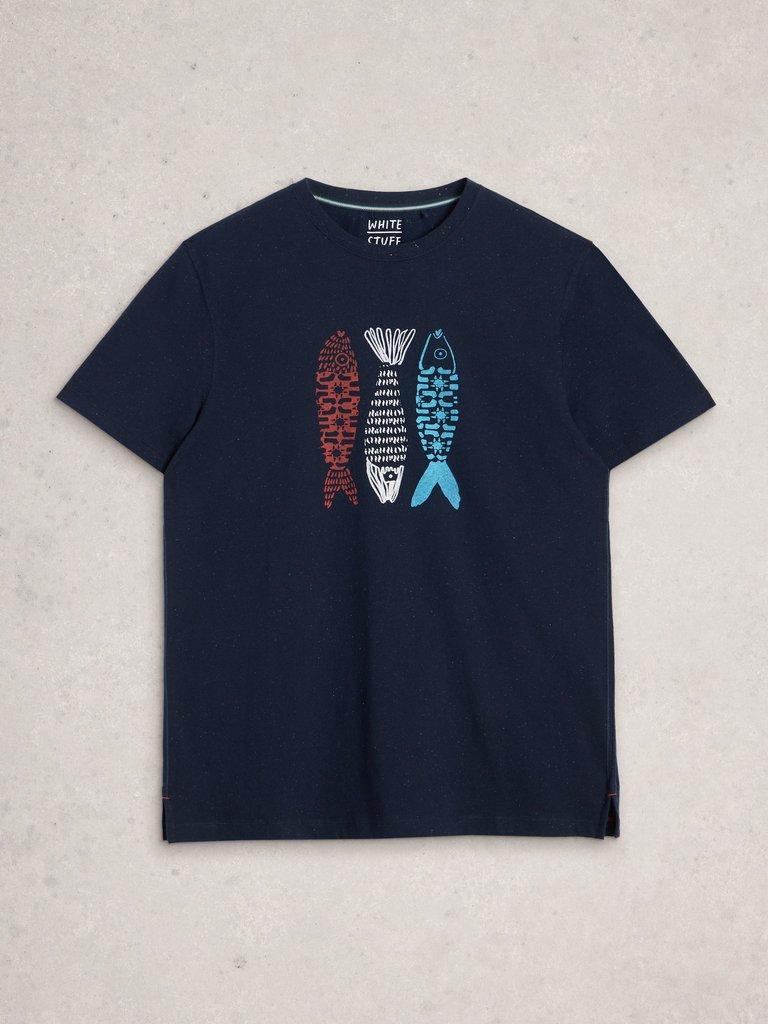 Abersoch Tile Fish Graphic Tee in NAVY PR - FLAT FRONT