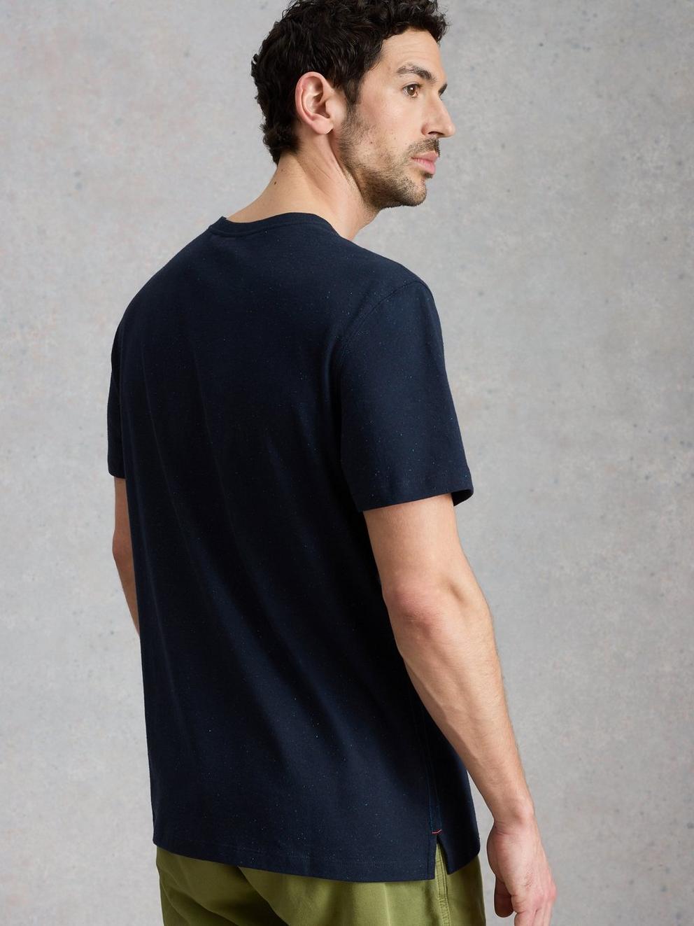 Abersoch Tile Fish Graphic Tee in NAVY PR - MODEL BACK