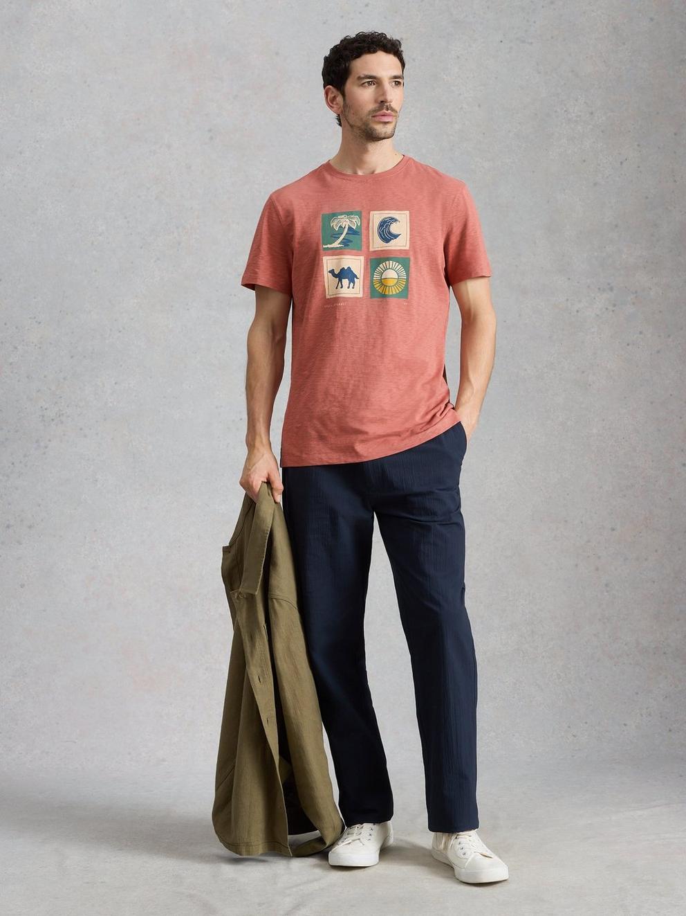 Abersoch Camel Graphic Tee in PINK PR - MODEL FRONT