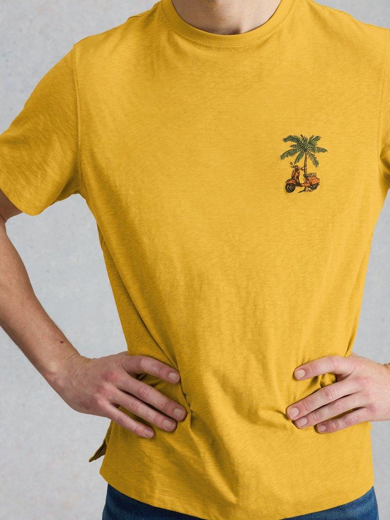 Abersoch Scooter Graphic Tee in YELLOW PR - MODEL DETAIL