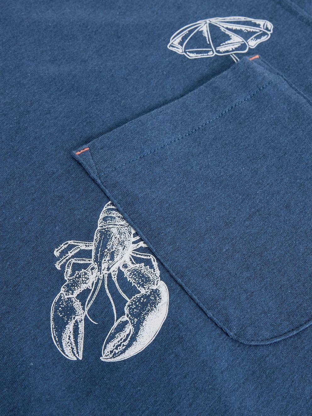 Abersoch Lobster Graphic Tee in BLUE PR - FLAT DETAIL